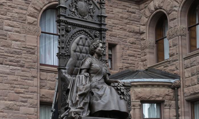Queen Elizabeth II monument in front of Legislative Building